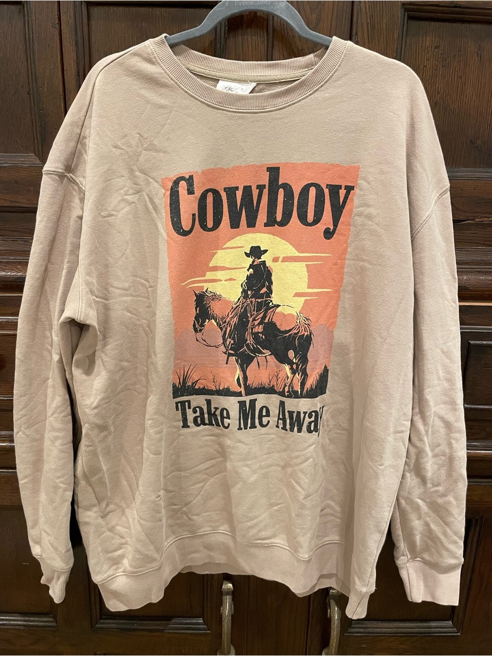 Light Brown “Cowboy Take Me Away” Graphic Sweatshirt